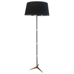Design Brushed Steel and Brass Floor Lamp