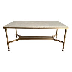 Tavolino in ottone con piano in marmo di Maison Jansen