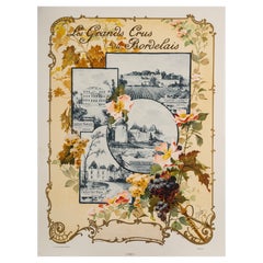 Original Art Nouveau Map, Grands Crus Bordeaux, Lafite, Yquem, Margaux, 1899