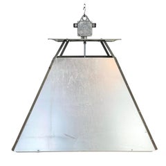 Large Silver Industrial Factory Pendant Lamp from Elektrosvit, 1970s