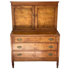 Early 19th Century American Tigerwood Maple Secretaire