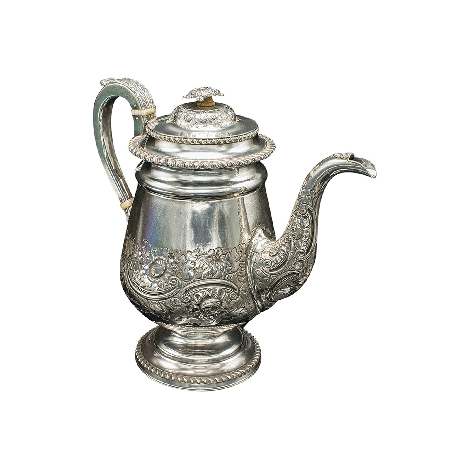 Cafetera Antigua, Inglesa, Sheffield Antiguo, Plato de Plata, Tetera, Regencia