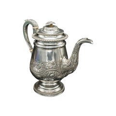 Antique Coffee Pot, English, Old Sheffield, Silver Plate, Tea Kettle, Regency