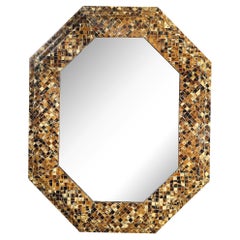 Mid-Century Octagonal Tessellated Penshell Mirror in the Manner of Karl Springer