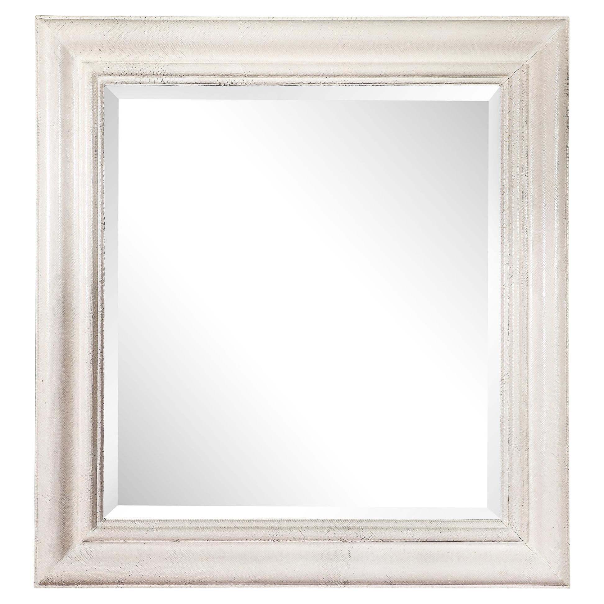 Mid-Century Modernist "Molding" Mirror in White Python by Karl Springer