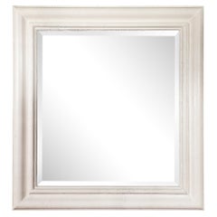 Specchio "Molding" modernista di metà secolo in pitone bianco di Karl Springer