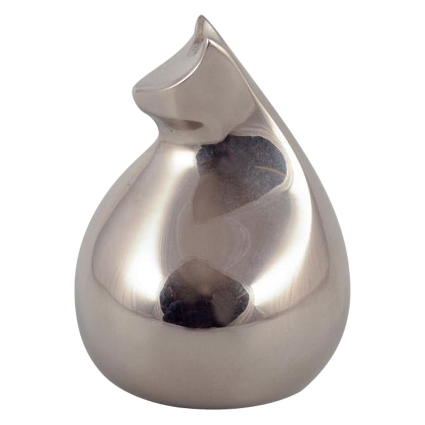 Dansk International Designs Ltd. Petite sculpture d'un chat en argent plaqué. en vente