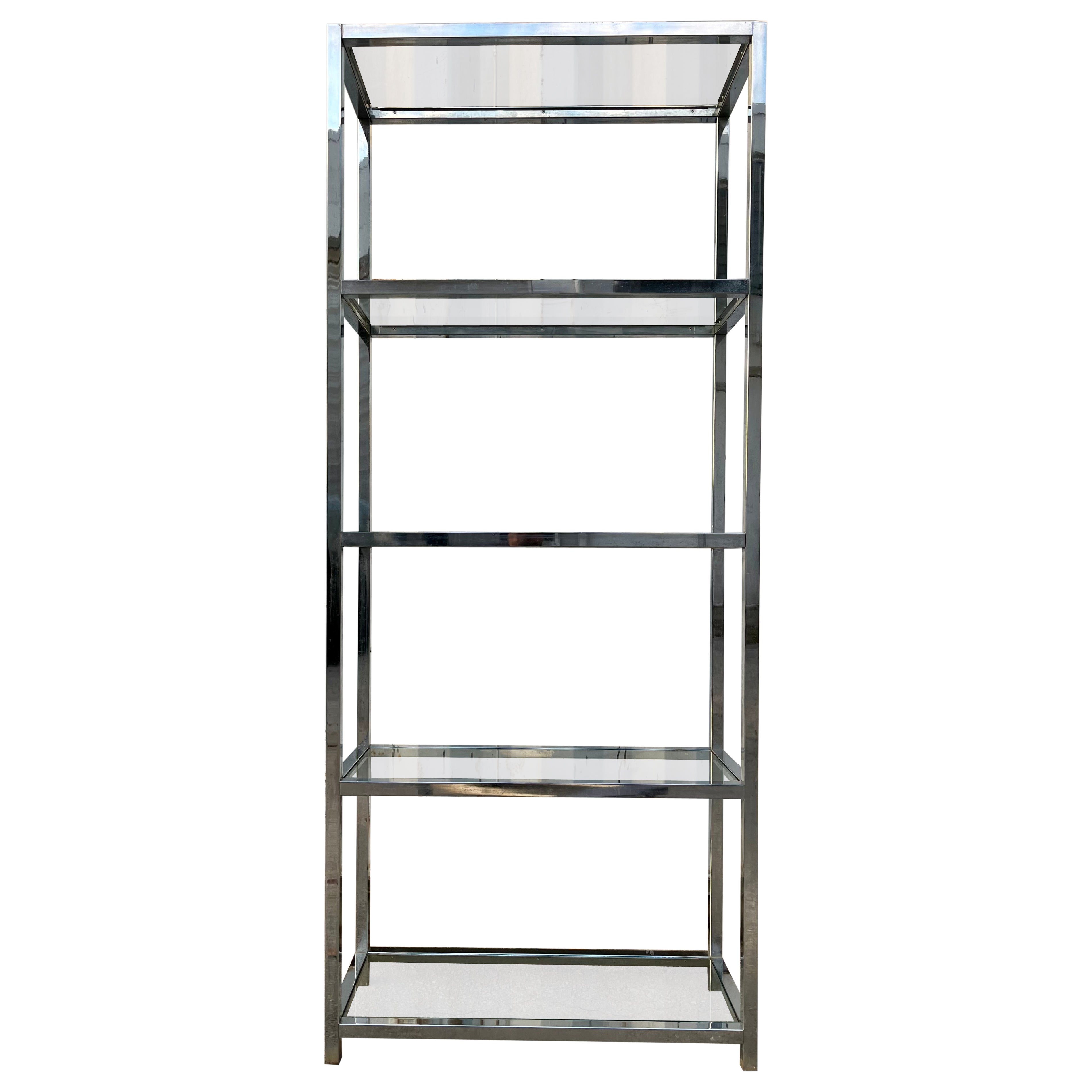 Mid Century Modern Chrome Etagere in the Milo Baughman Manner. Circa 1970s