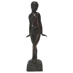 Antique Bronze Sculpture Messaouda by François Emile Popineau, 1927