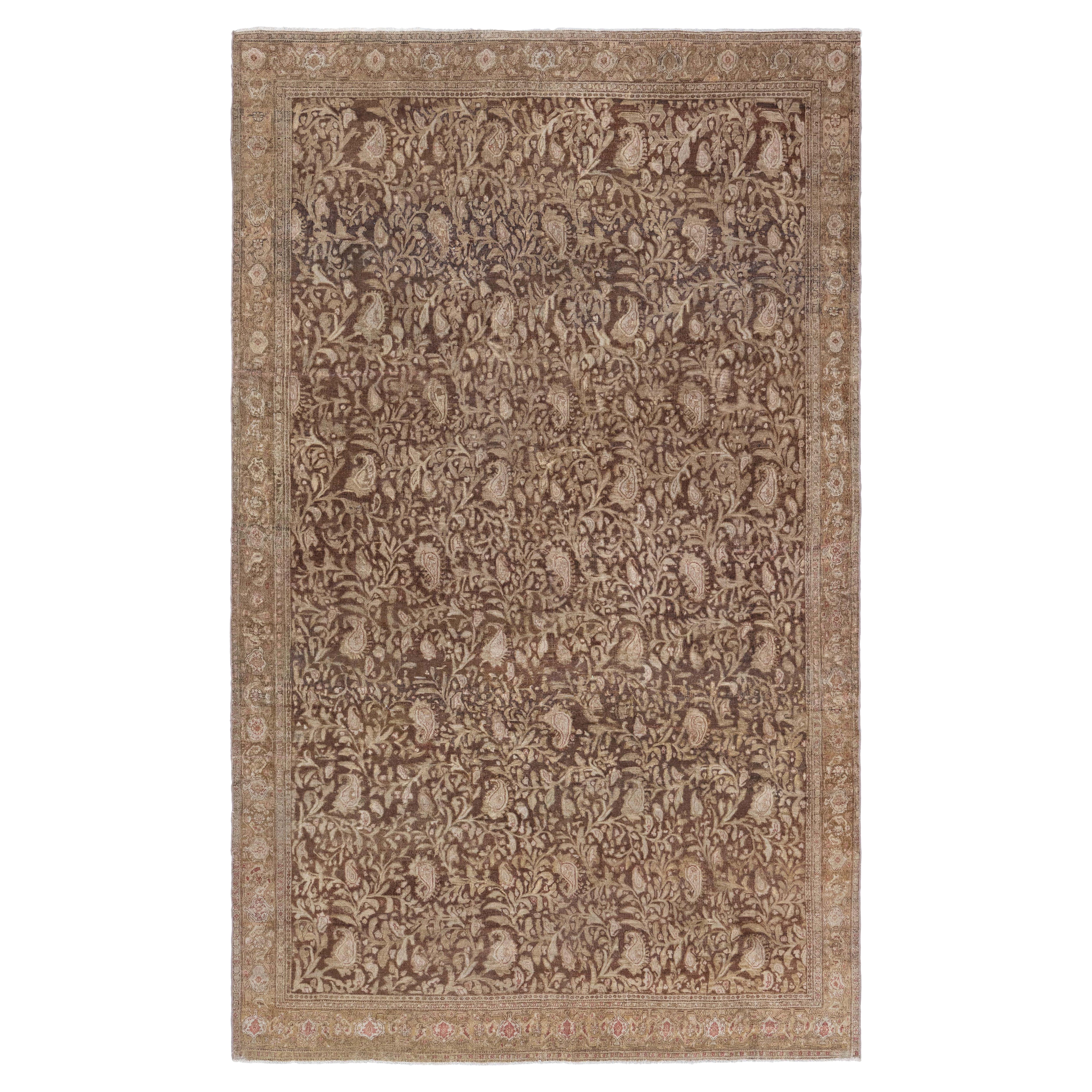 Doris Leslie Blau 19ème siècle Senneh Persian Brown Tapis de laine fait main