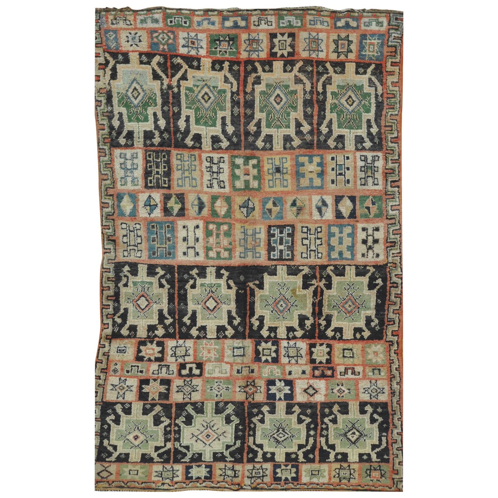 Vintage Hand-Knotted Beni Ourain Moroccan Rug For Sale