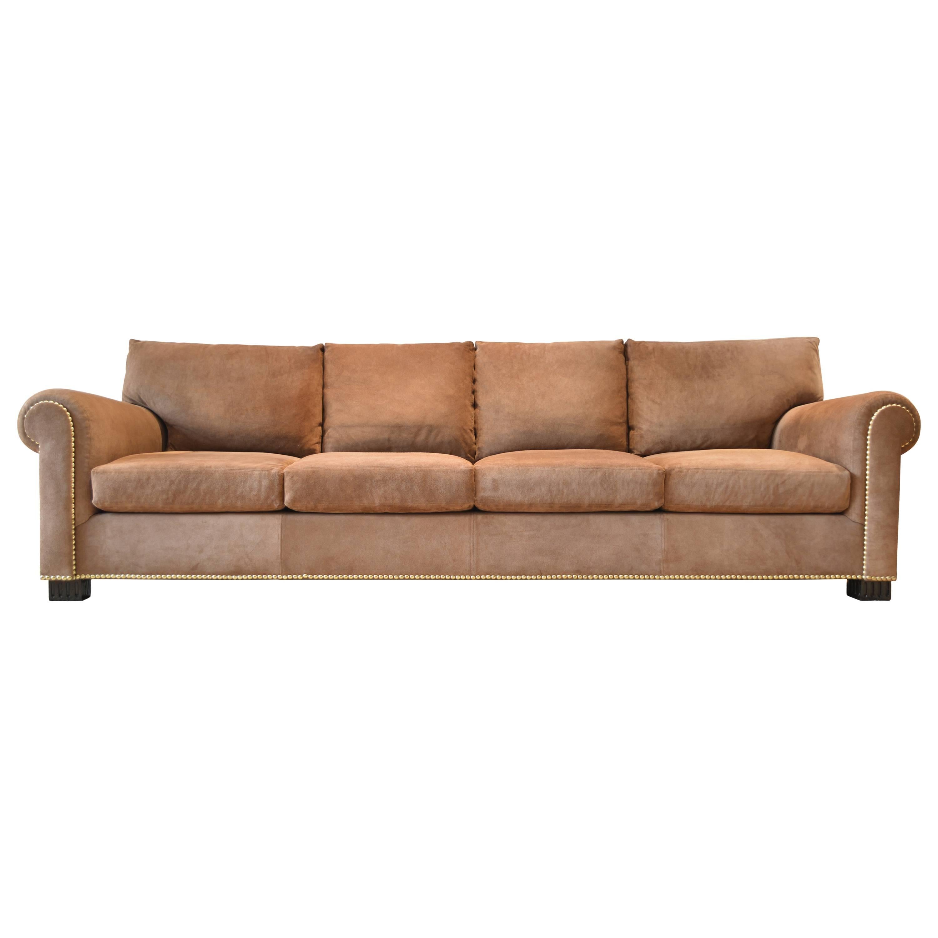 Suede Rolled Arm Sofa by Ralph Lauren