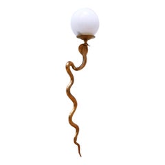 Rare & Decorative Cast Brass Cobra Sconce or Wall Lamp by Maison Jansen, 1950s