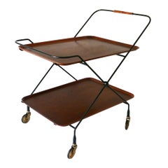 Carrito o Carro de Bar Plegable de Mediados de Siglo de Paul Nagel para JIE Gantofta Suecia