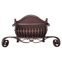 Antique Wrought Bow-Fronted Fireplace Fire Basket