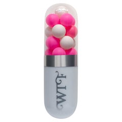 Fancy! WTF (Hers) - Pink & White Glass Pill Wall Sculpture by Edie Nadelhaft