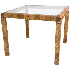 Rattan and Glass Card Table 1