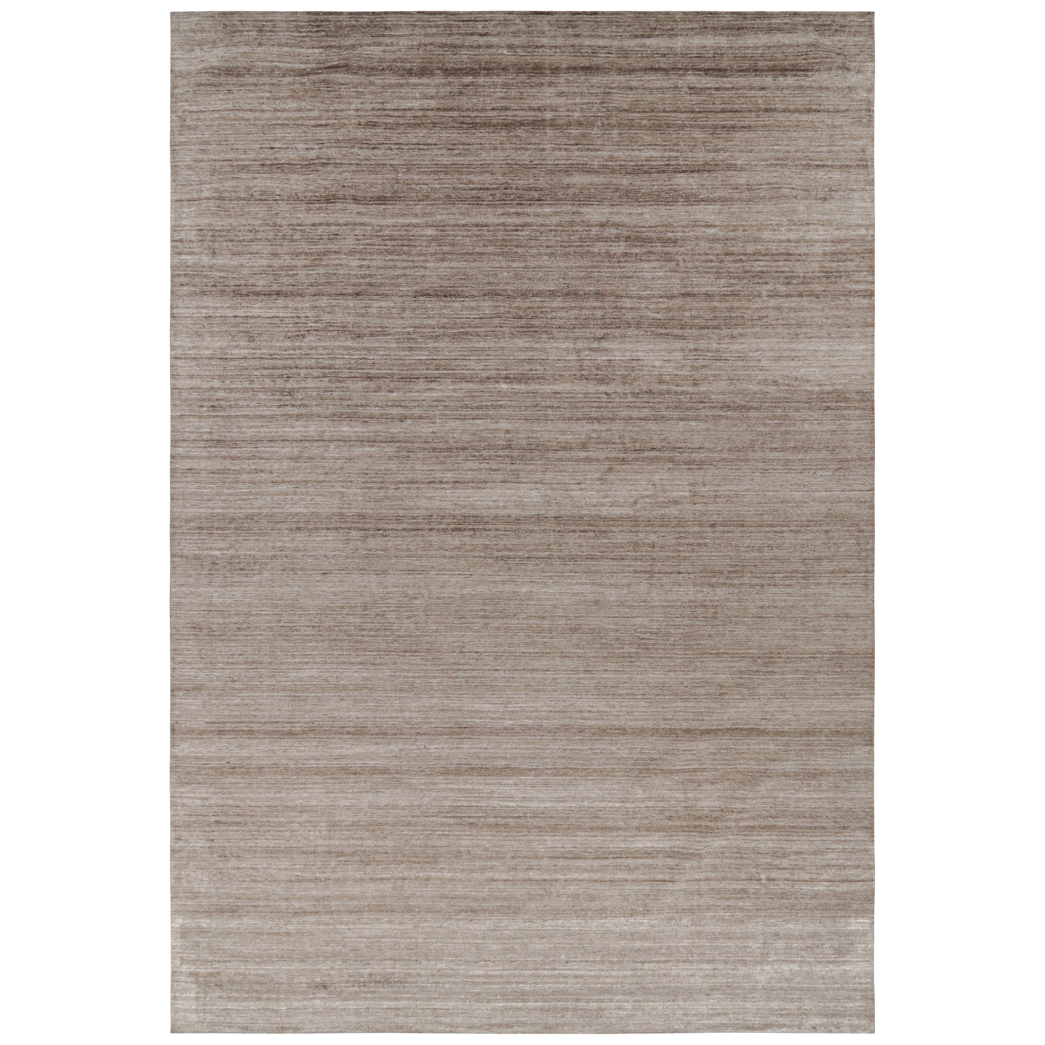 Rug & Kilim’s Textural Oversized Rug with Beige-Brown Tones and Striae