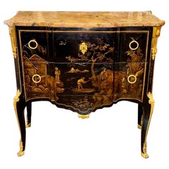 Französische Chinoiserie-Truhe im Louis-XV-Stil des 19. Jahrhunderts mit Breccia-Marmorplatte