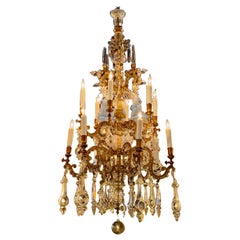 Antique 19th Century French Baccarat Manner Two Tier Chandelier