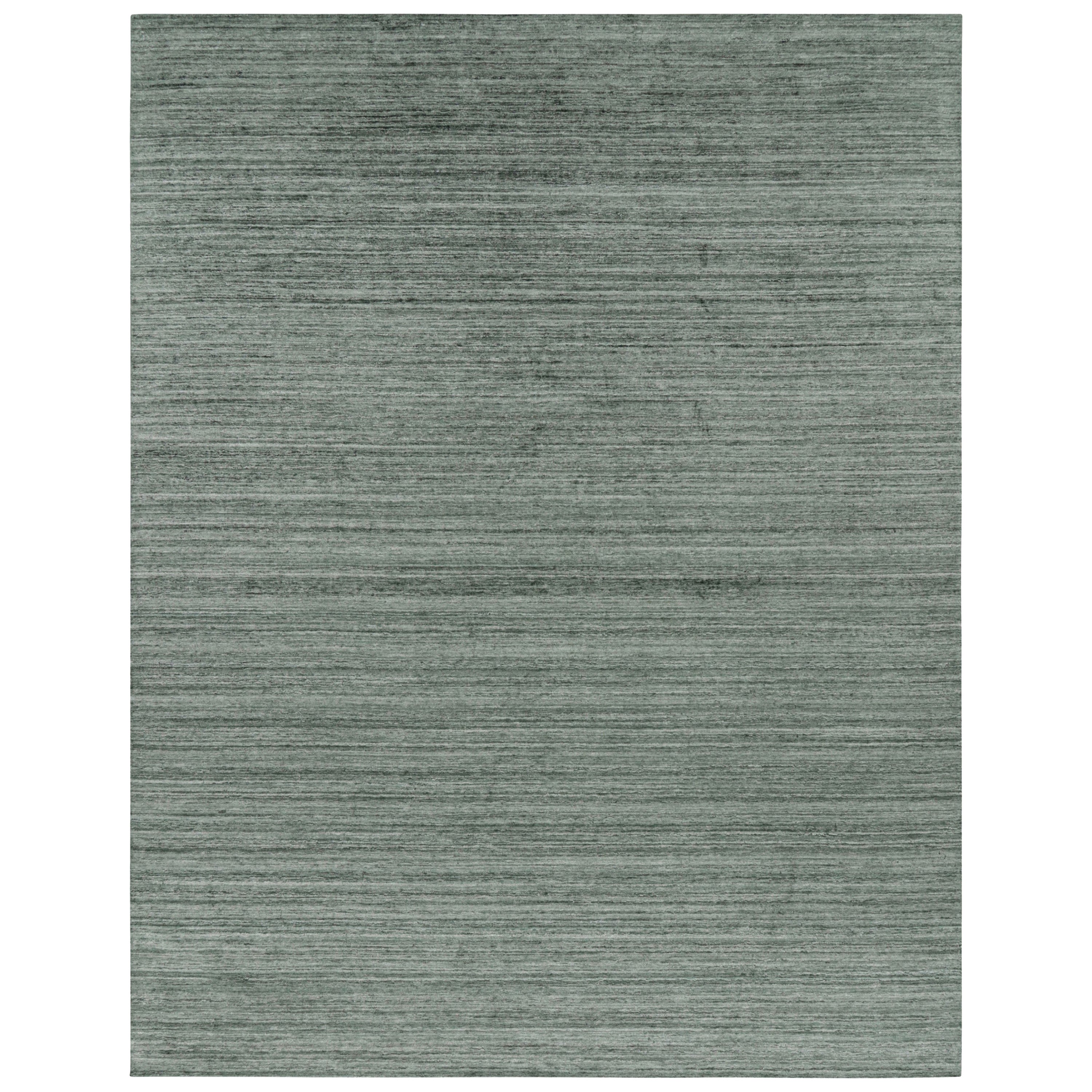 Rug & Kilim’s Contemporary Textural Rug in Teal Green and Blue Tones and Striae