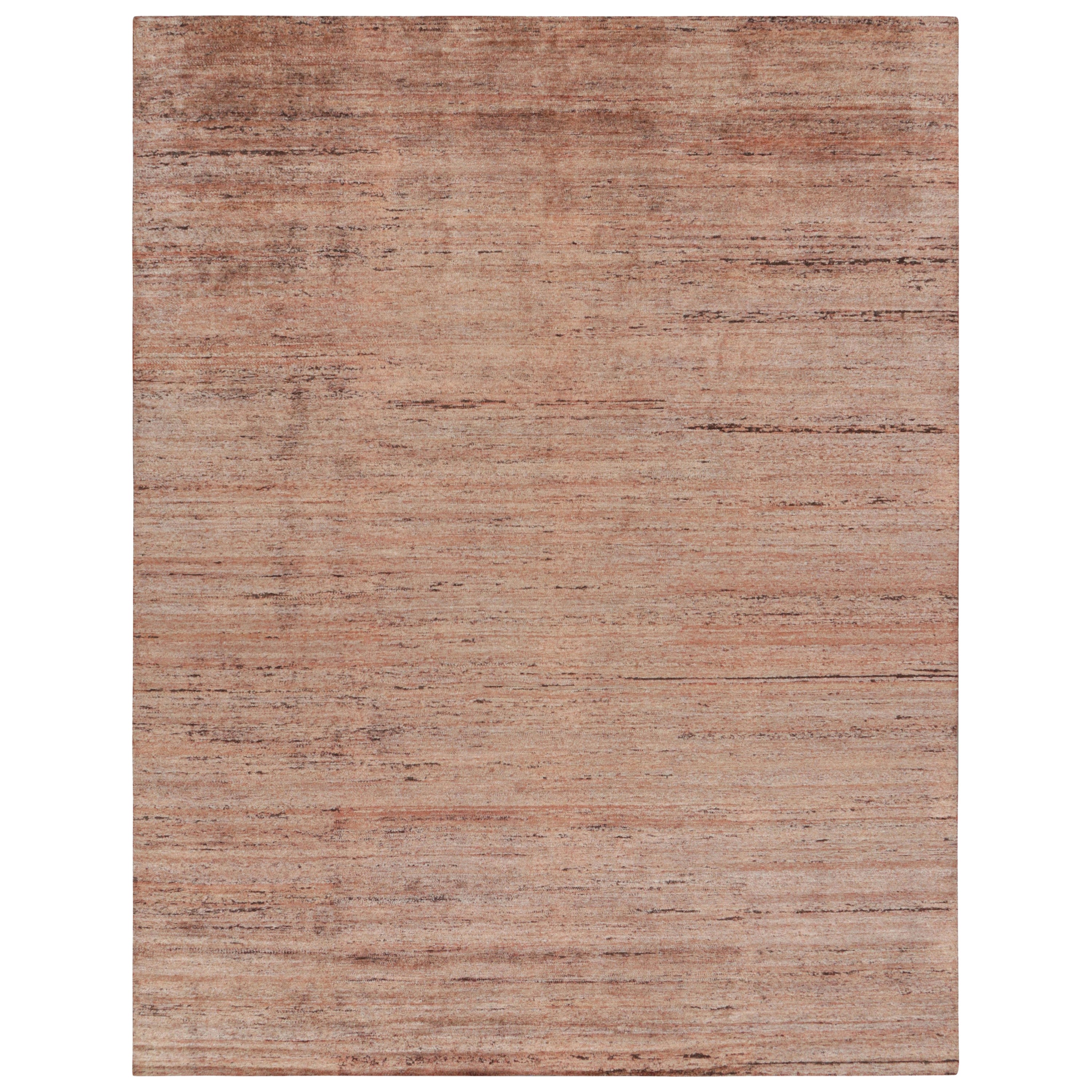 Rug & Kilim’s Modern Textural Rug with Peach Pink and Beige Tones and Striae