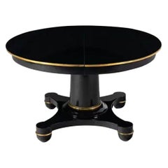 Black Biedermeier Dining Table with Gold Accents