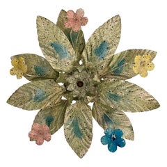 Painted Tole Flush Mount Floral Chandelier