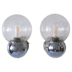 Set di due sorprendenti lampade in vetro e metallo del Mid Century Modern Germania anni '70