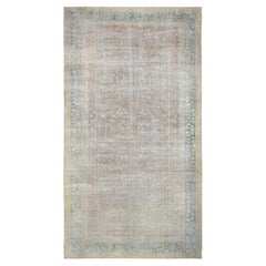 Antique Mahal Soft Pastel Floral Motifs and Blue Bordered Wool 10'6''x19'3''