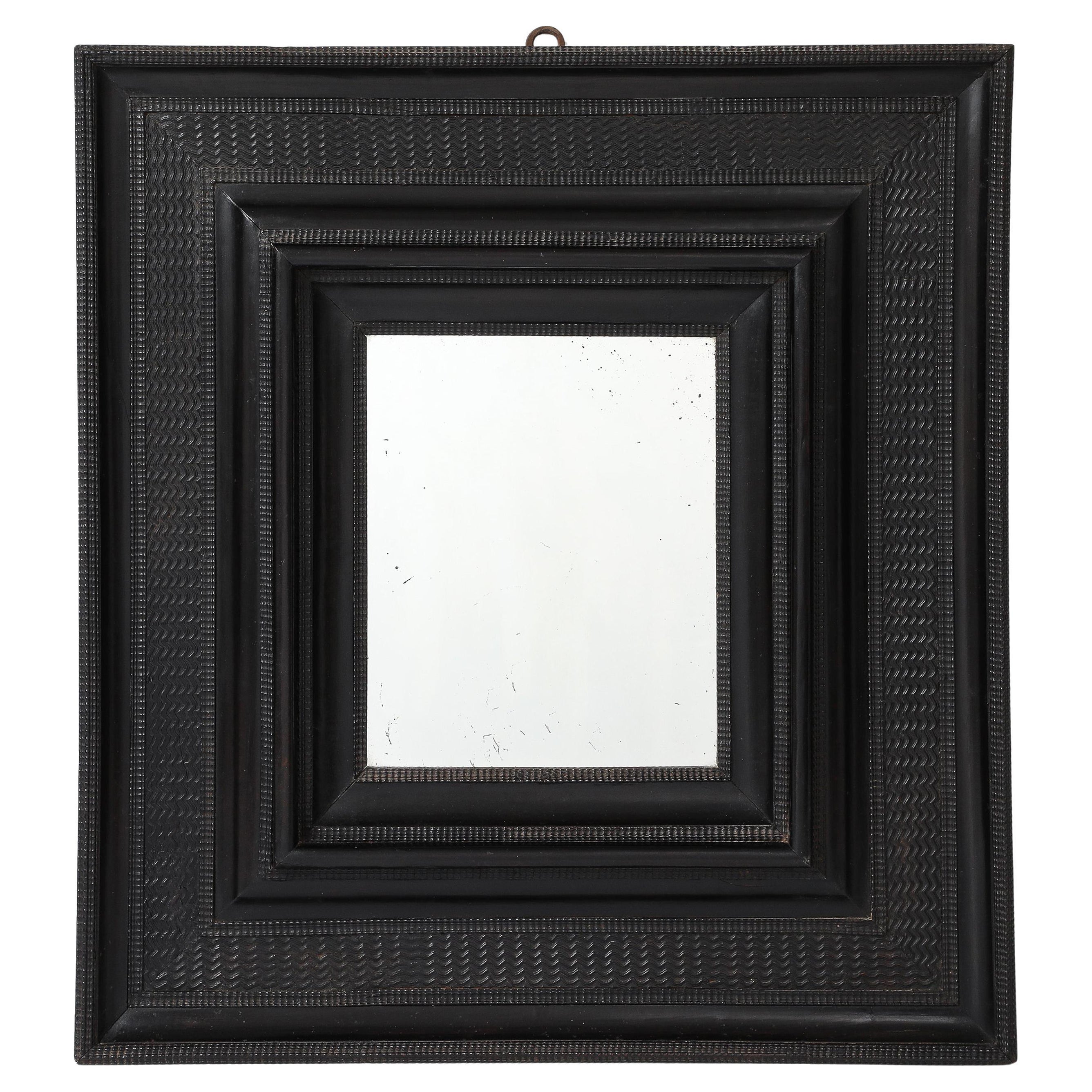 17th C. Italian Ebonized Fruitwood Mirror 19th C. Mercury Glass Interior Mirror