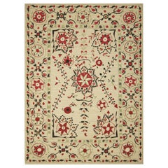 Rug & Kilim: Kilim in stile Suzani con motivi floreali in verde chiaro e rosso