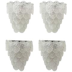 Set of Four Italian Modern Handblown Glass and Chrome Wall Lights, Venini 6