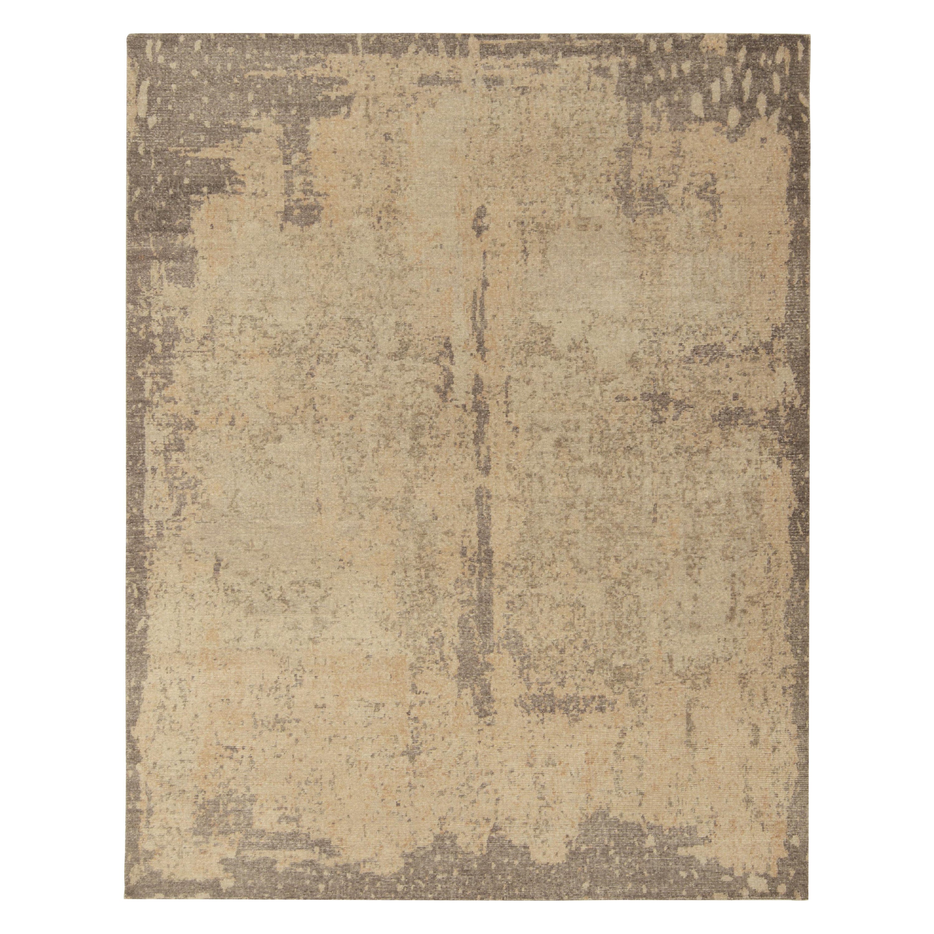 Alfombra moderna de estilo desgastado Rug & Kilim con estampado abstracto beige-marrón en venta