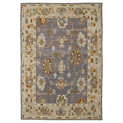 Tapis persan Oushak Circa 1990 - Laine Brown Gray Ivory Design - 89012