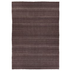 Persian Kilim Area Rugs Circa 1990 - Wool Brown Ivory Design - 88996