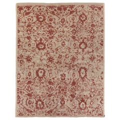 Persian Oushak Area Rugs Circa 1990 - Wool Ivory Red Taupe Design - 89017