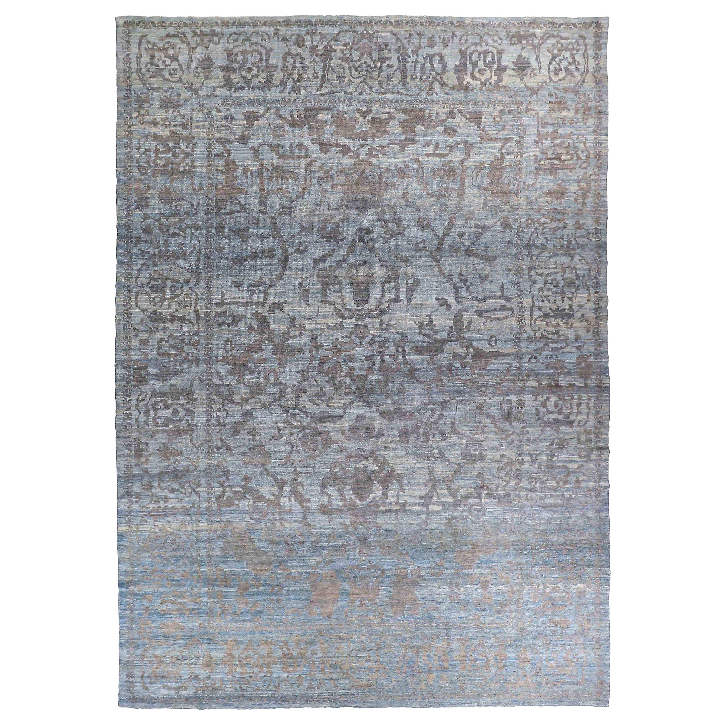 Persische Oushak-Teppiche Circa 1990 - Wolle Blau Grau Design - 89020