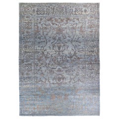 Alfombras Persas Oushak Circa 1990 - Lana Diseño Azul Gris - 89020