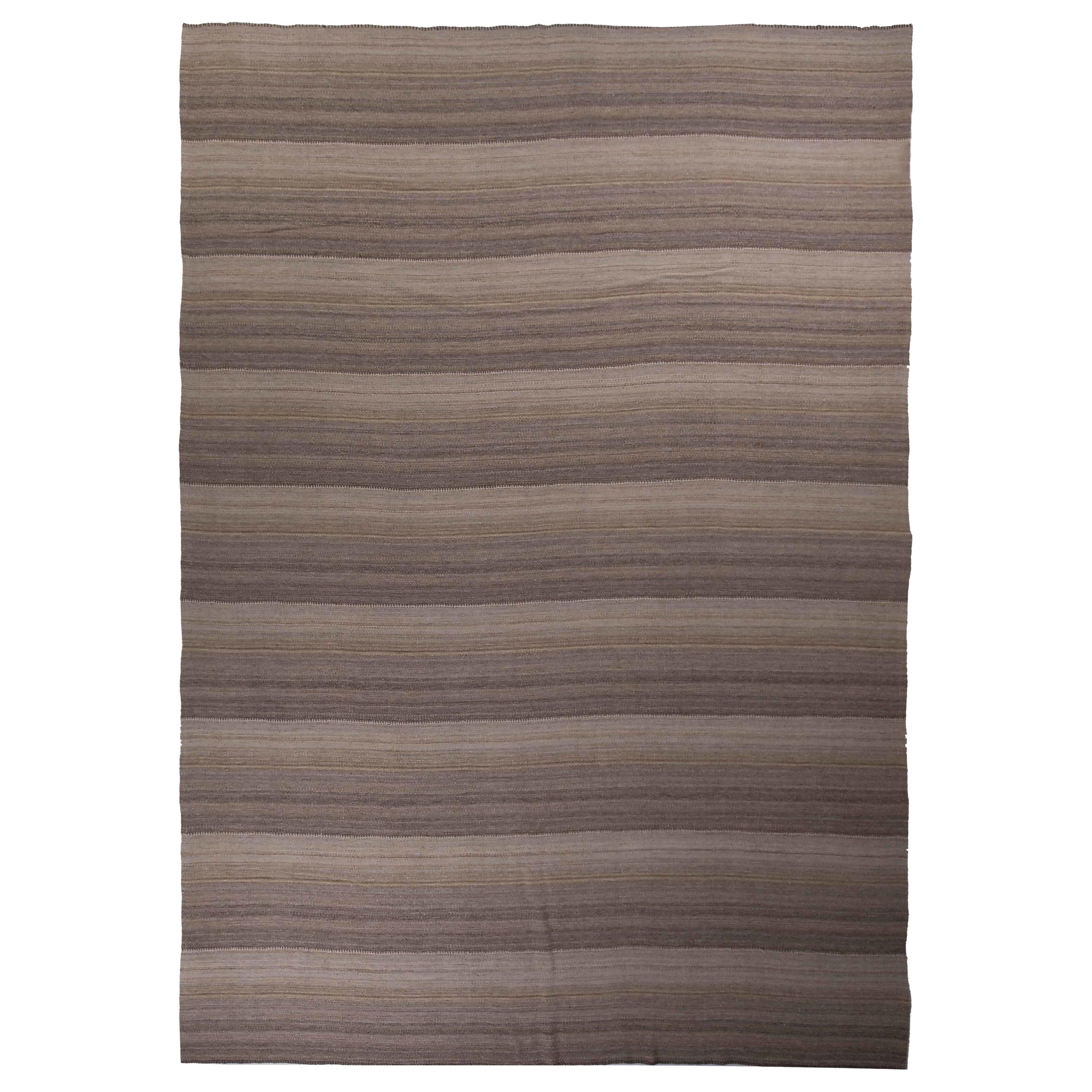 Tapis Kilim Persan Circa 1990 - Laine Brown Ivory Design - 89005