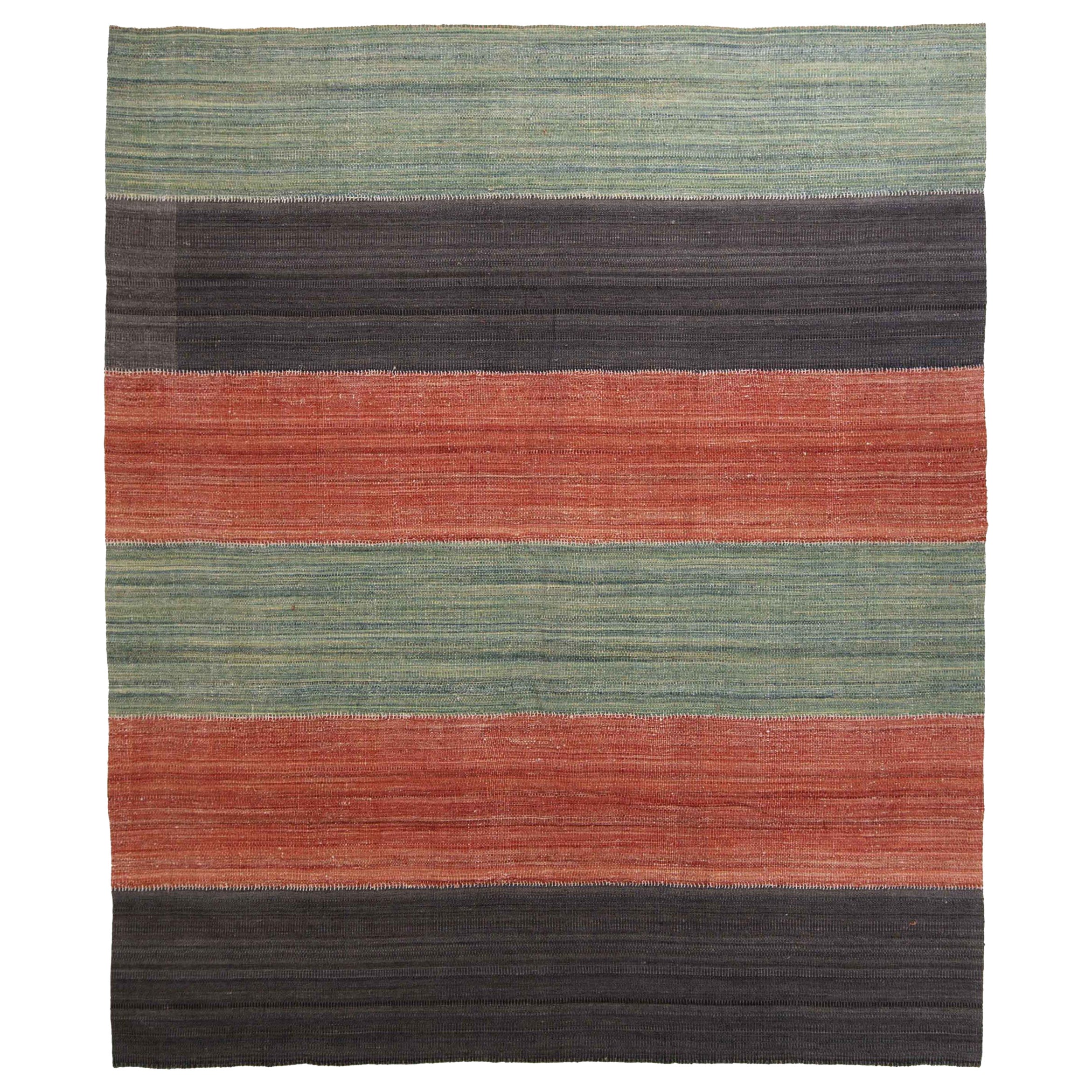 Tappeti persiani Kilim del 1990 - Lana Marrone Verde Rosso - 89040