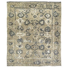 Tapis persan Oushak Circa 1990 - Laine Brown Ivory Taupe Design - 89028