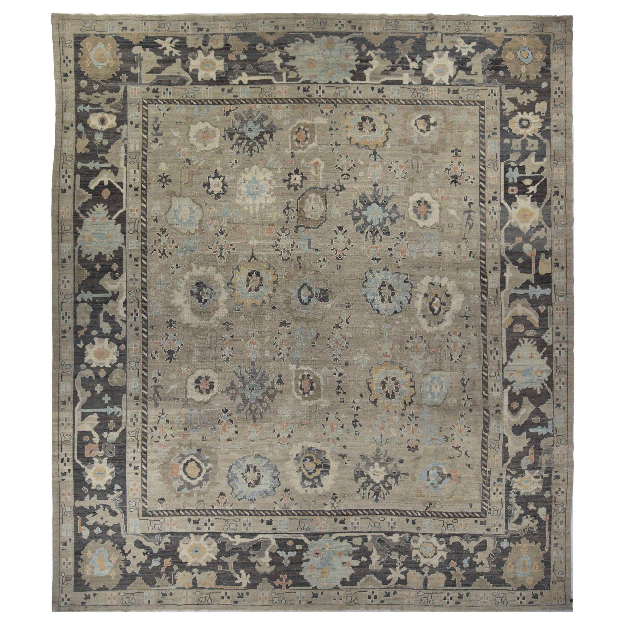 Persische Oushak Over Size Teppich CIRCA 1990 - Wolle Braun Elfenbein Taupe Design - 89044