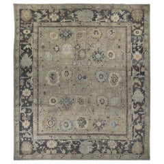 Tapis Persan Oushak Circa 1990 - Laine Brown Ivory Taupe Design - 89044