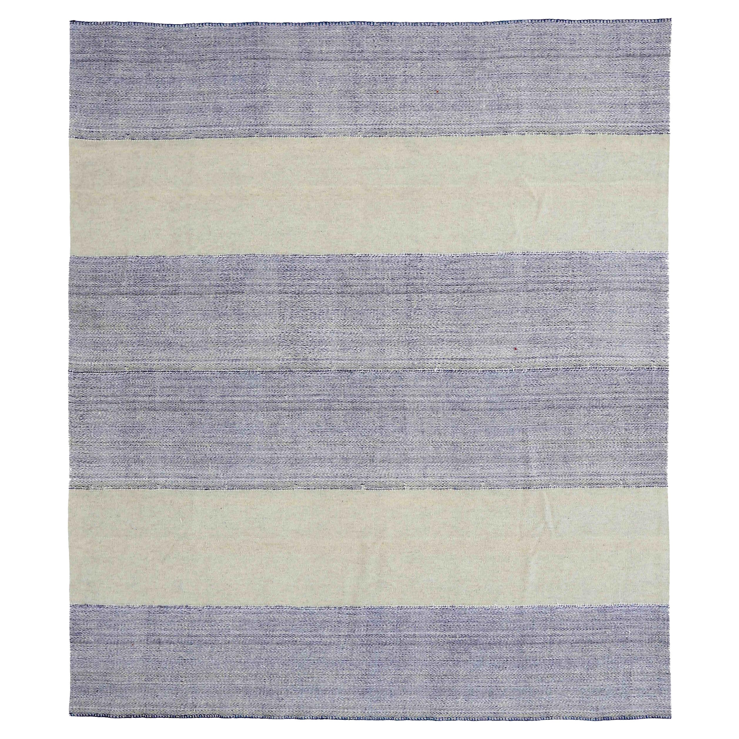 Persische Kelim-Teppiche Circa 1990 - Wolle Blau Elfenbein Design - 89030