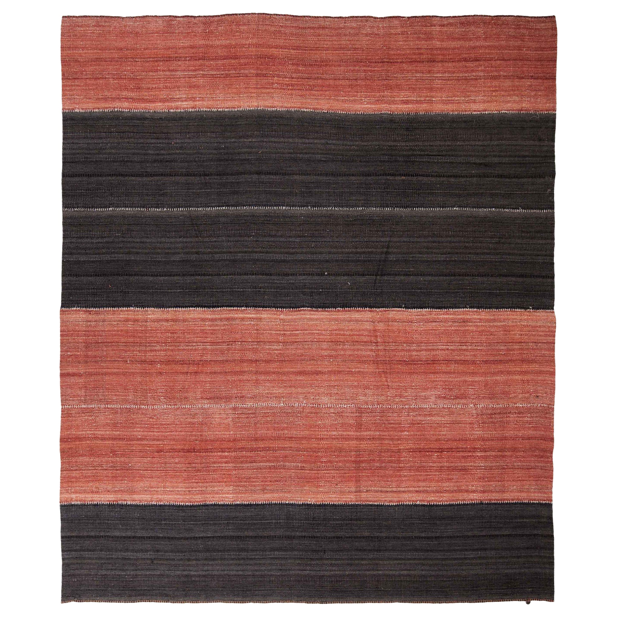 Tapis Kilim Persan Circa 1990 - Laine Brown Red Design - 89031