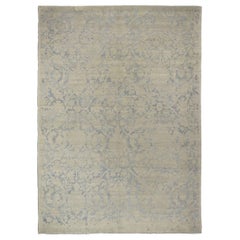 Persian Oushak Area Rugs Circa 1990 - Wool Gray Ivory Design - 89049