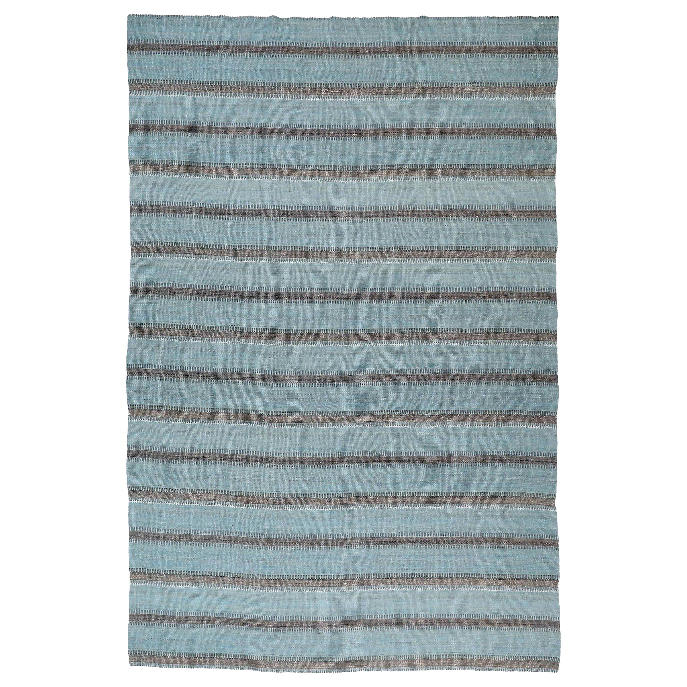 Rugs Kilim Persans Circa 1990 - Laine Bleu Brown Design - 89062