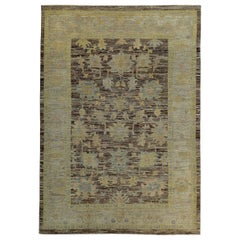 Persian Rose Collection Area Rugs Circa 1990 - Wool Brown Ivory Yellow - 89079