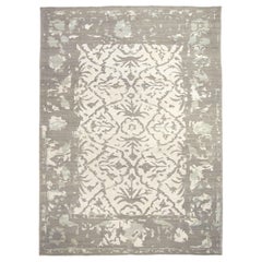 Tapis persan Oushak Circa 1990 - Laine Brown Ivory Design - 89065